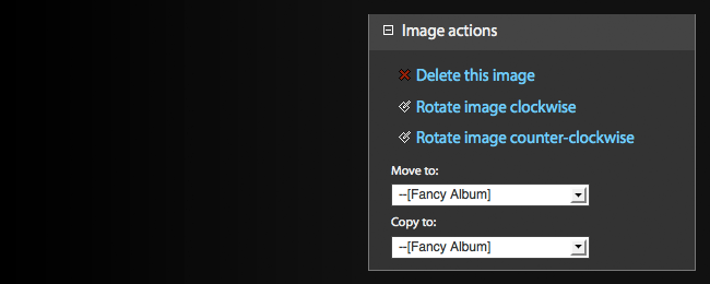 Imagevue Control Panel Image Actions